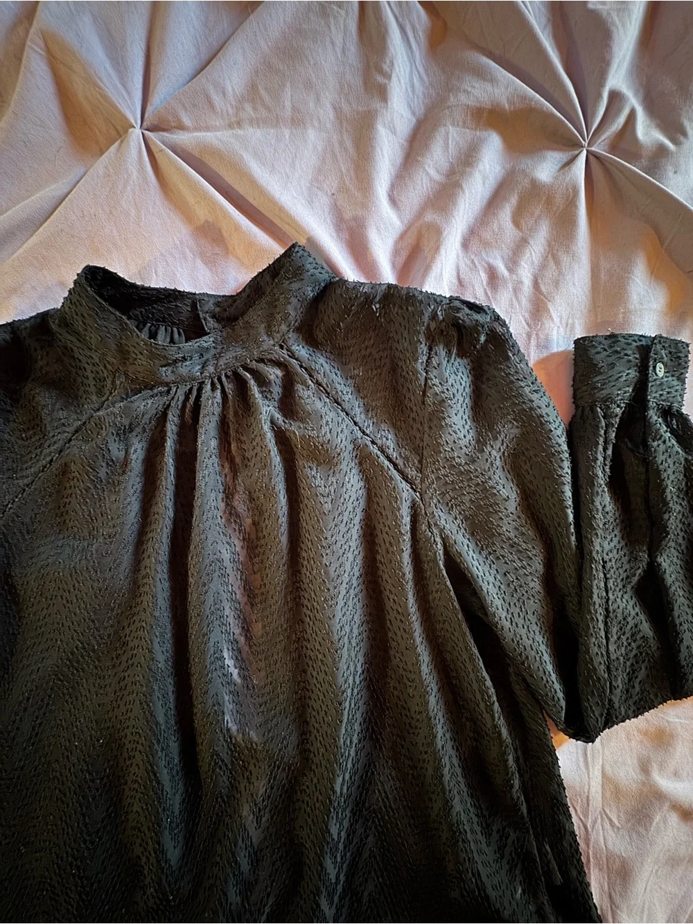 Free People Black Textured Blouse